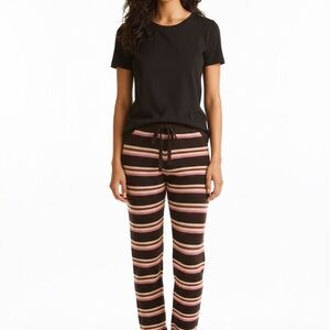 Sweet Lovely By Jen Knit Striped Ribbed Mulitcolor Striped Stretch Lounge Pants